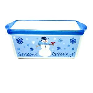 Nicole Crafts Season’s Greetings Holiday Snowman Baking Mini Loaf Dish Ovenware